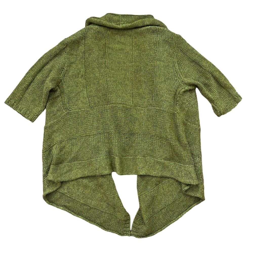 Eileen Fisher XS Sweater Draped Alpaca Silk Crochet Brown Open Front - Picture 9 of 9